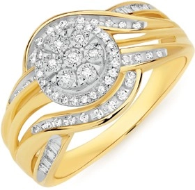 9ct Gold Diamond Cluster Wrap Ring