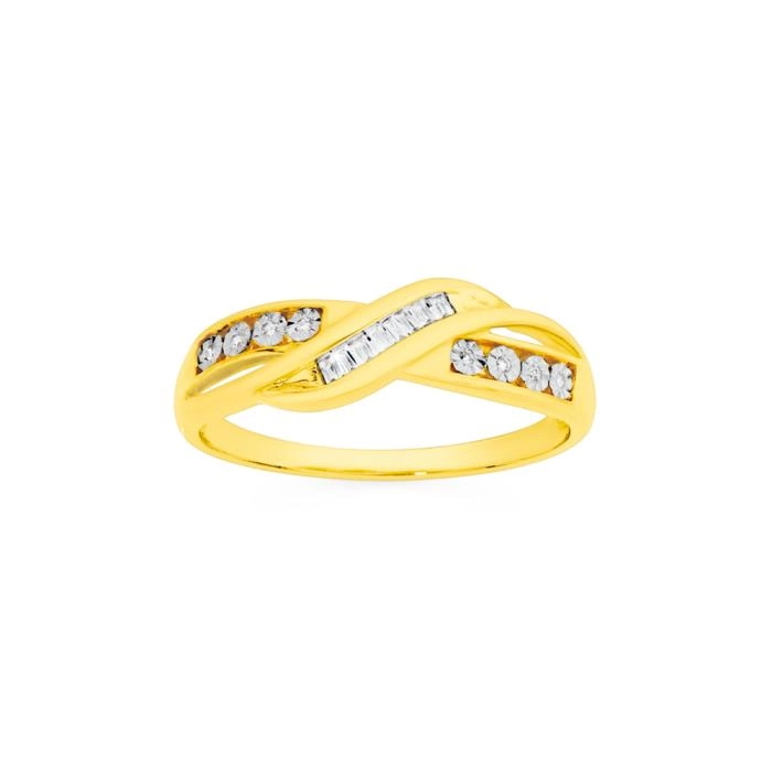 9ct Gold Diamond Crossover Ring