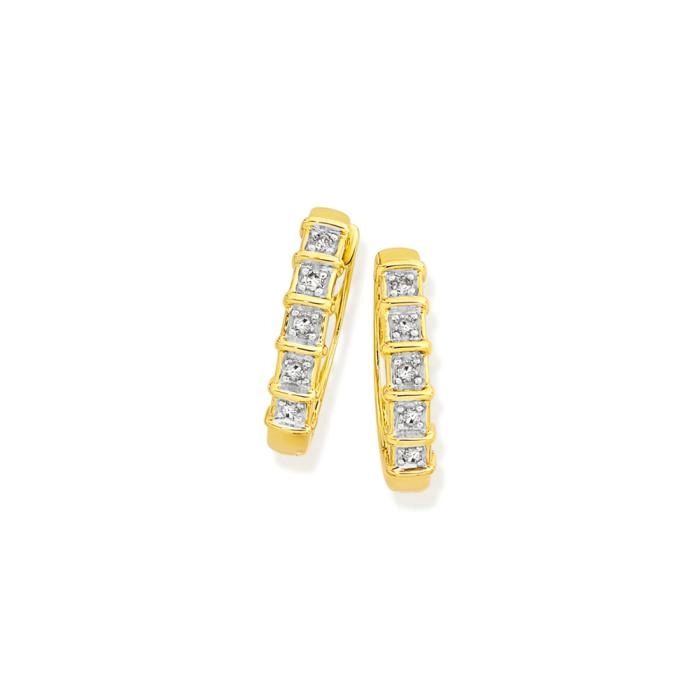 9ct Gold Diamond Huggie Earrings