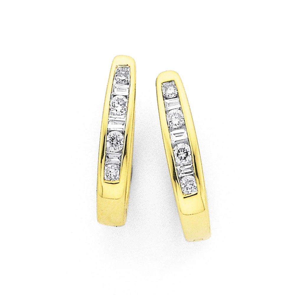 9ct Gold Diamond Huggie Earrings