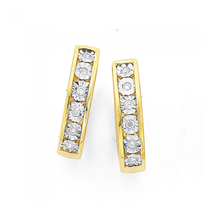 9ct Gold Diamond Huggie Earrings