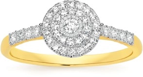 9ct Gold Diamond Round Cluster Ring