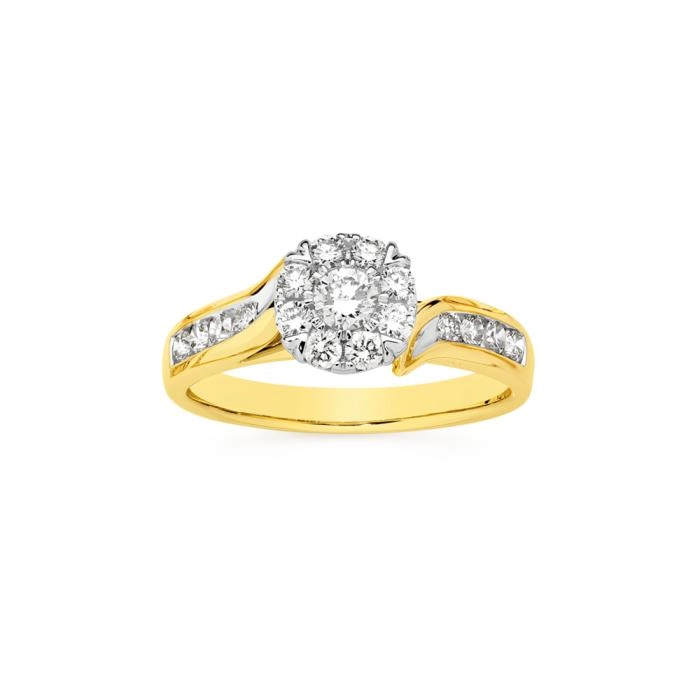 9ct Gold Diamond Round Cluster Ring