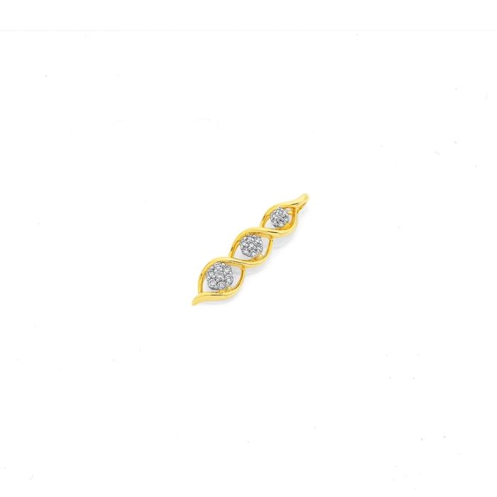 9ct Gold Diamond Triple Swirl Pendant