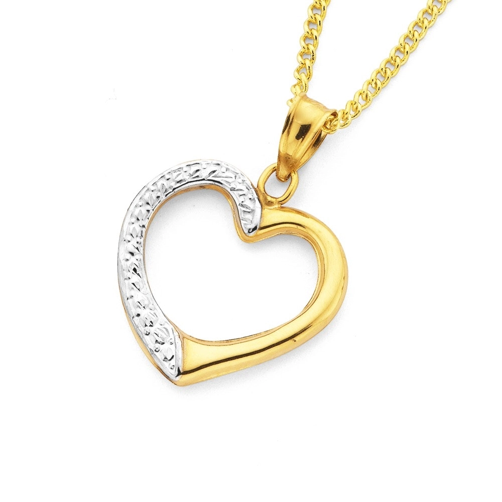 9ct Gold Two Tone Heart Pendant