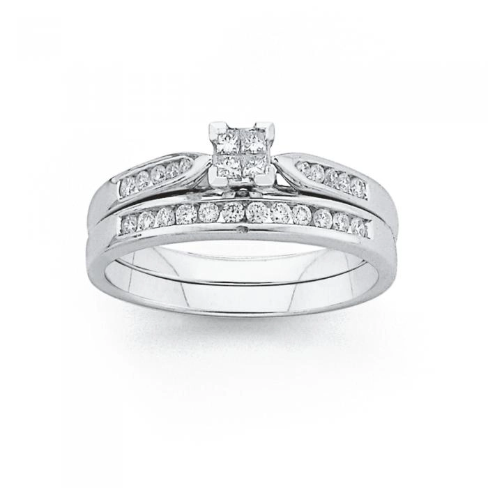 9ct White Gold Diamond Bridal Set