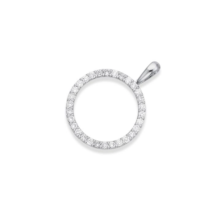 9ct White Gold Diamond Circle Pendant