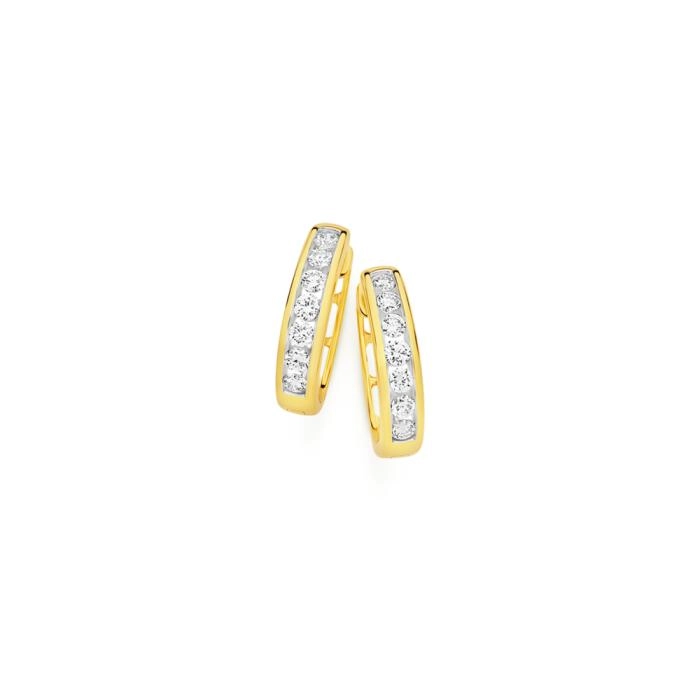 Alora 10ct Gold 1/2 Carat TW Lab Grown Diamond Huggie Earrings