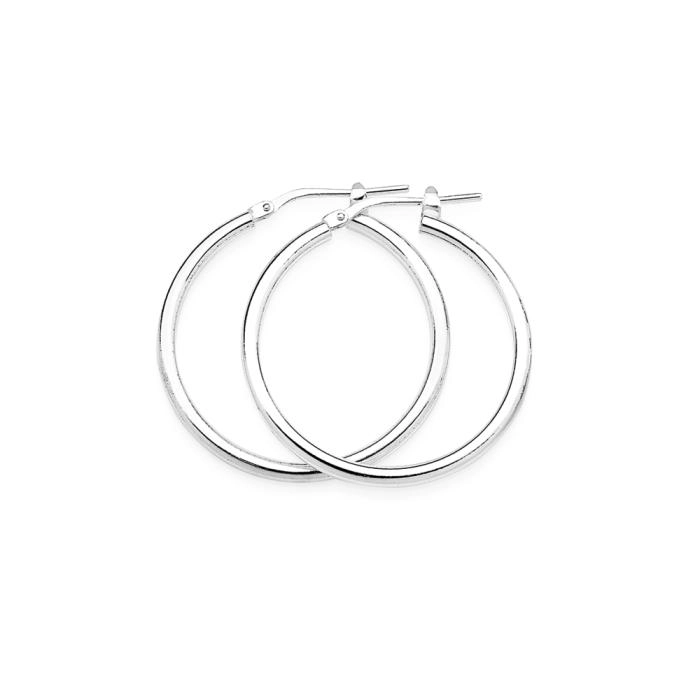 Sterling Silver 25x2mm Tube Hoop Earrings