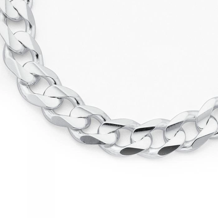 Sterling Silver 50cm Bevelled Curb Gents Chain