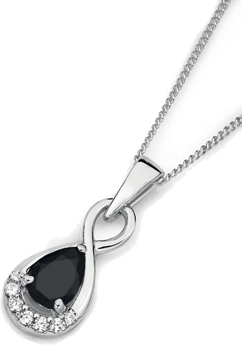 Sterling Silver Black Pear Cubic Zirconia Infinity Pendant