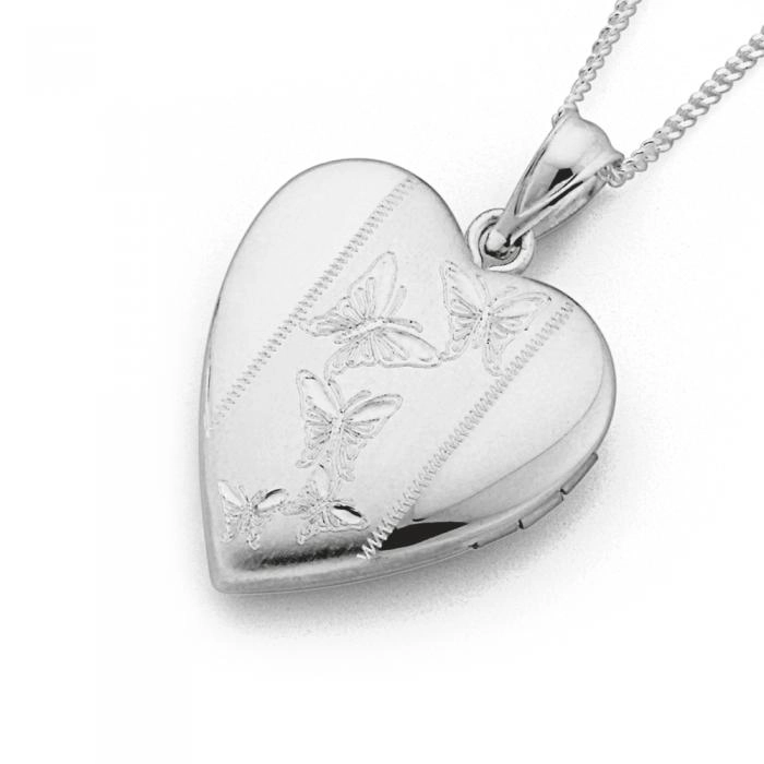 Sterling Silver Butterfly Heart Locket