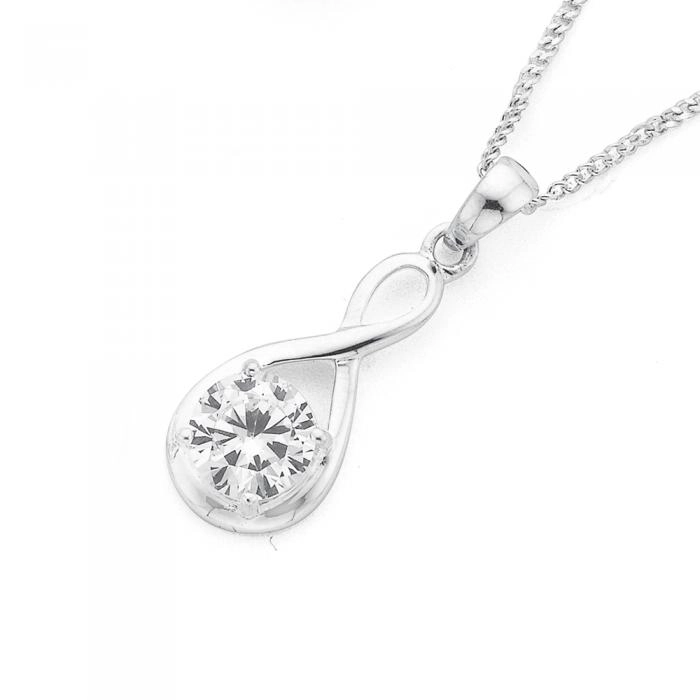 Sterling Silver Cubic Zirconia Infinity Loop Pendant