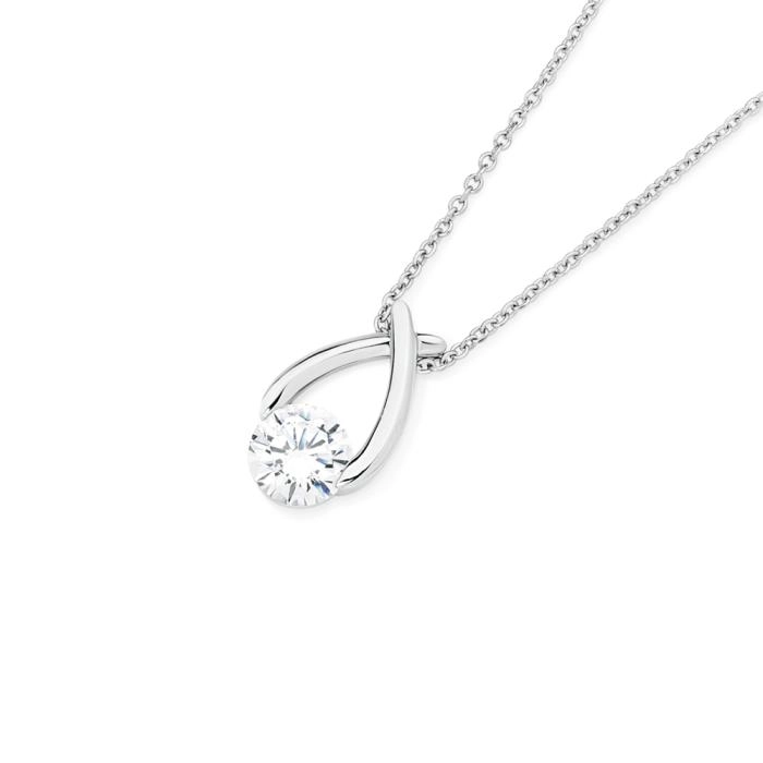 Sterling Silver Cubic Zirconia Plain Wishbone Pendant