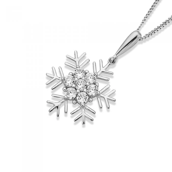 Sterling Silver Cubic Zirconia Snowflake Pendant