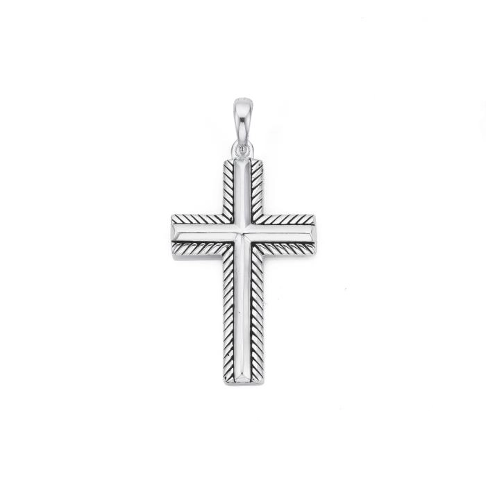 Sterling Silver Edge Cross Gents Pendant