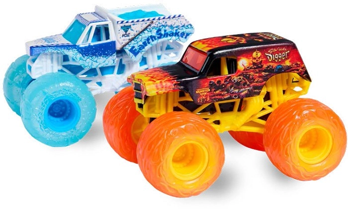 2 Pack Monster Jam 1:64 Scale True Metal Fire and Ice Trucks - Assorted