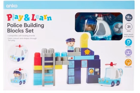 31 Piece Play & Learn Police Building Blocks Set