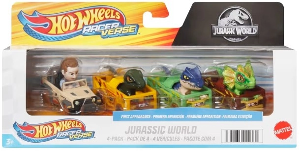 4 Pack Hot Wheels RacerVerse Jurassic World Vehicles