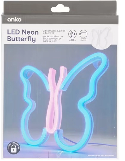 NEW LED Neon Butterfly Light - Blue and Pink