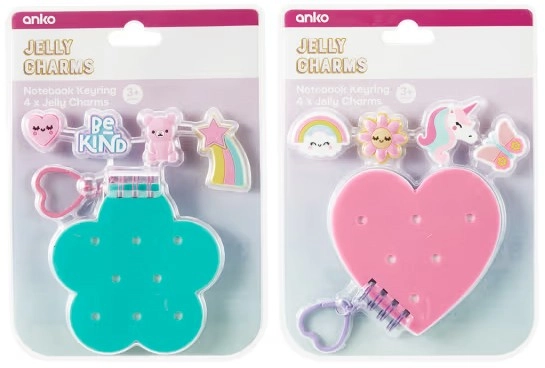 Notebook Keyring and Jelly Charm Set - Assorted