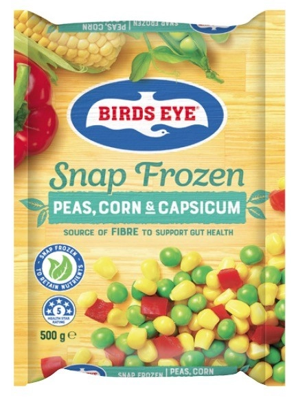 Birds Eye Snap Frozen Peas Corn & Capsicum 500g