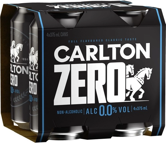 Carlton Zero Alcohol Beer Cans 4x375mL