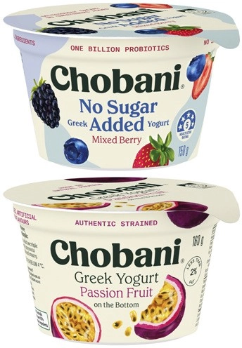 Chobani Greek Yogurt 160g or No Sugar Added Greek Yogurt 150g