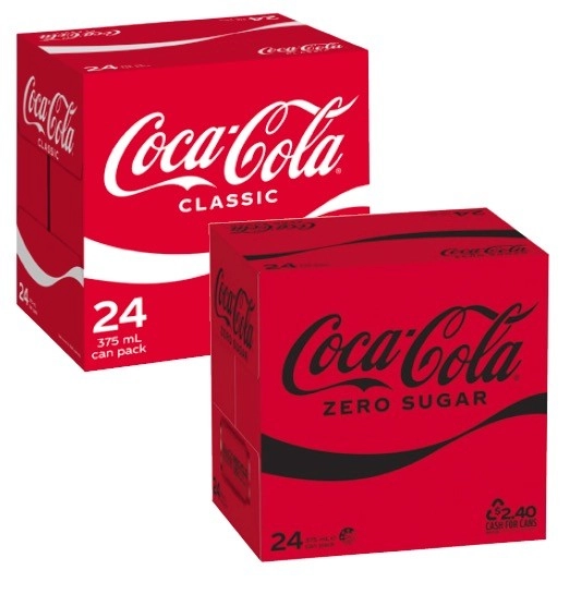 Coca-Cola, Fanta or Sprite Soft Drink 24x375mL