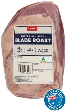 Coles Australian No Added Hormones Beef Blade Roast