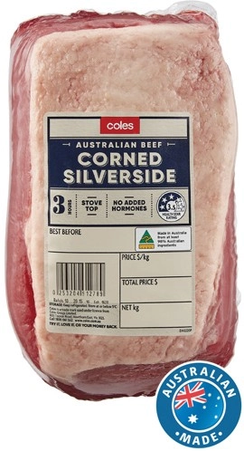 Coles Australian No Added Hormones Beef Corned Silverside