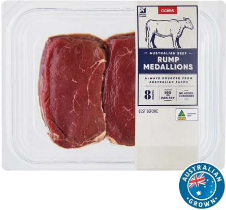 Coles Australian No Added Hormones Beef Rump Medallions 300g