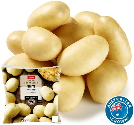 Coles Australian Washed White Potatoes 2kg Bag