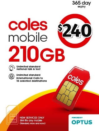 Coles Mobile $240 Prepaid SIM