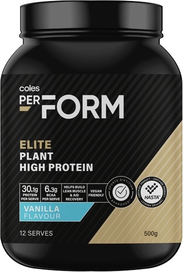 Coles PerForm Elite Plant High Protein Powder Vanilla 500g