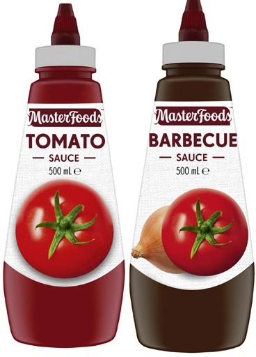 MasterFoods Squeeze Tomato or Barbecue Sauce 475mL-500mL