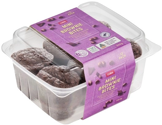 NEW Coles Mini Brownie Bites 12 Pack 264g