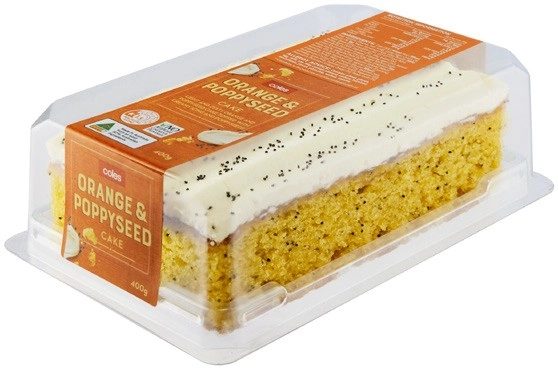 NEW Coles Orange & Poppyseed Bar Cake 400g