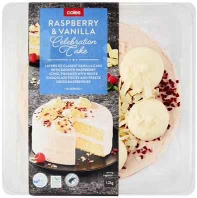 NEW Coles Raspberry & Vanilla Cake