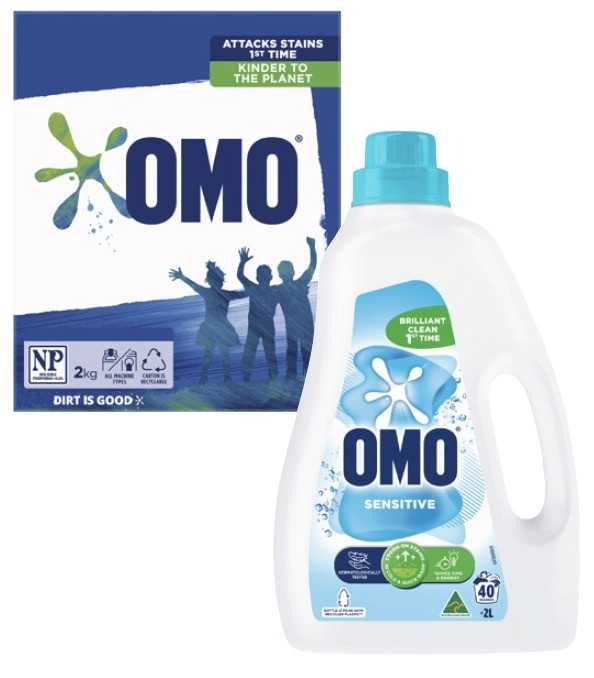 Omo Laundry Liquid 2 Litre or Powder 2kg