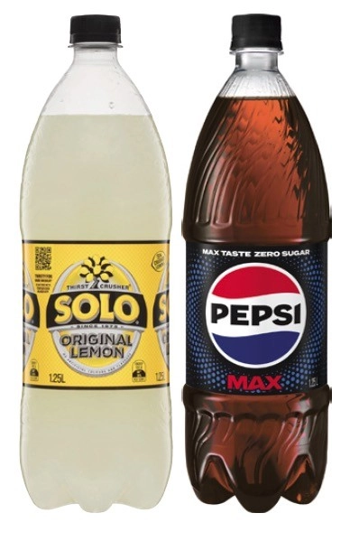 Pepsi, Solo or Sunkist Soft Drink 1.25 Litre