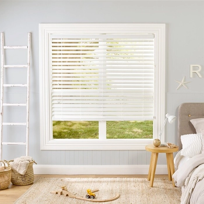 50% off 63mm White Ready-To-Hang Faux Wood Venetian Blinds