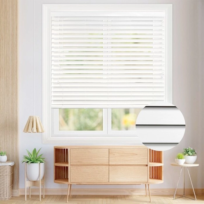 50% off 63mm White Textured Ready-To-Hang Faux Wood Venetian Blinds