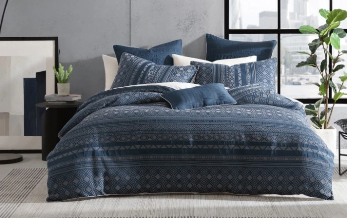 Platinum Orlando Indigo Quilt Cover Set