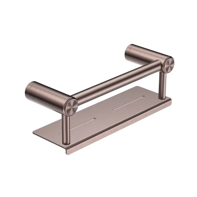 Nero Mecca Care 25mm Grab Rail With Shelf 300mm In Brushed Bronze