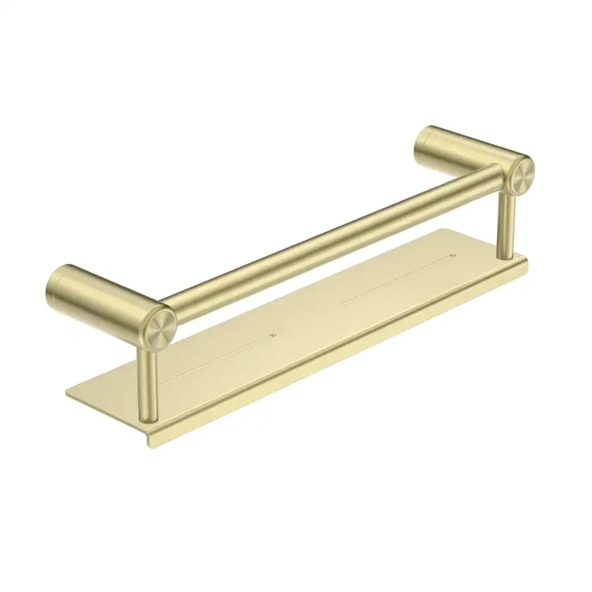 Nero Mecca Care 25mm Grab Rail With Shelf 450mm In Brushed Gold