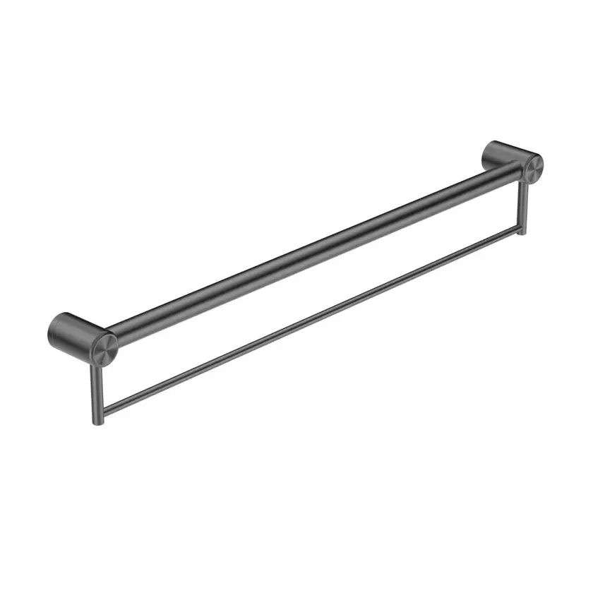 Nero Mecca Care 32mm Grab Rail With Towel Holder 600mm In Gun Metal