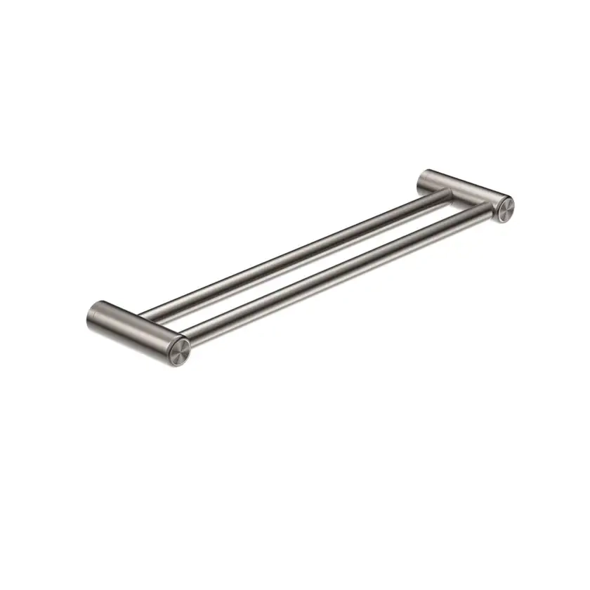 Nero Mecca Care Grab 25mm Double Towel Rail 600mm In Brushed Nickel