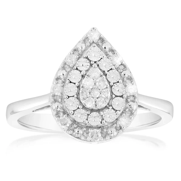 1/6 Carat Diamond Pear Shaped Ring in Sterling Silver – Shiels Jewellers