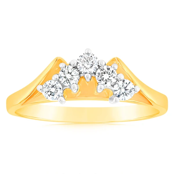 18ct Yellow Gold Ring With 5 Brilliant Cut Diamonds Totalling 0.25 Car – Shiels Jewellers